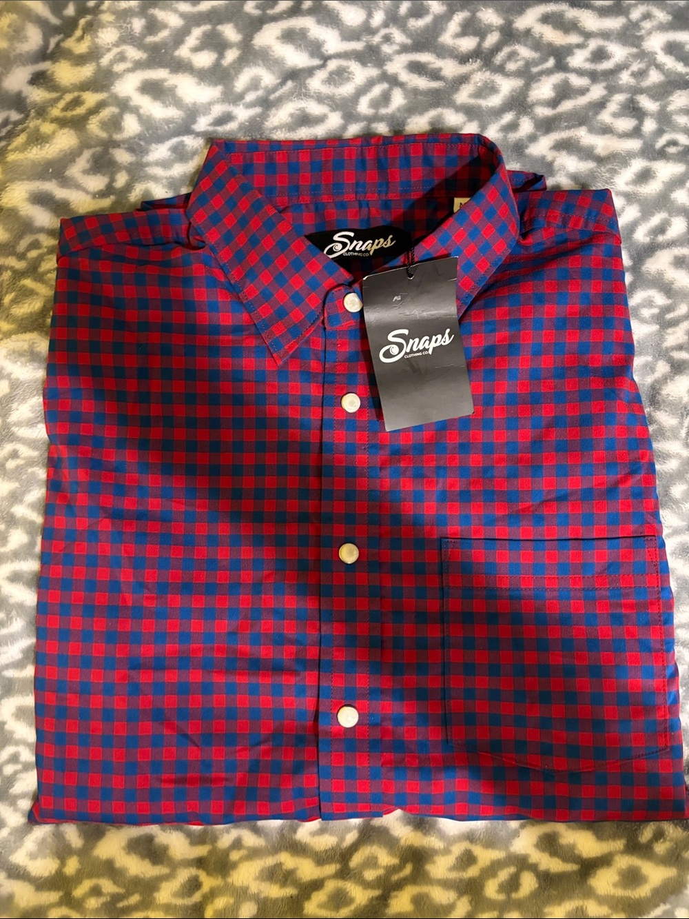 Snaps Clothing Co Men's Blue & Red Checked Button-Down Shirt (M)